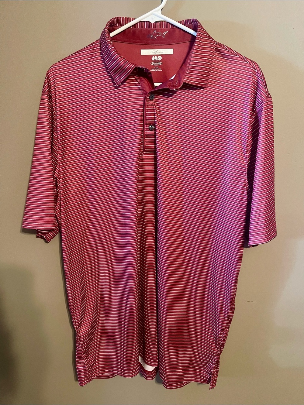 Greg Norman ML75 Golf Shirt - Men’s Res Striped Play Dry Performance